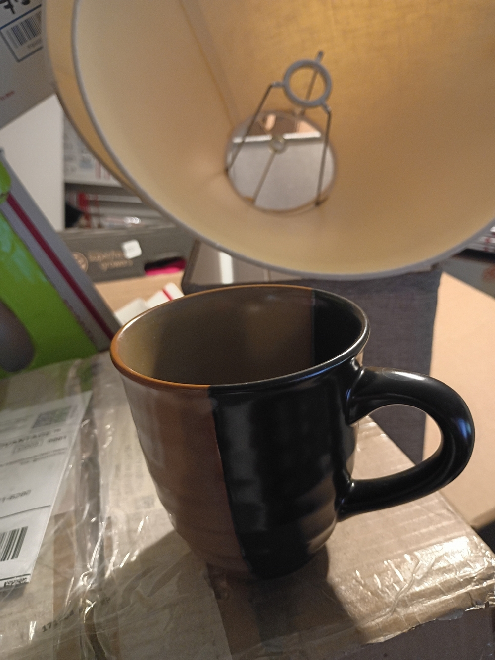Sango -Classic Two-Tone Ceramic Coffee Mug - Black and Brown